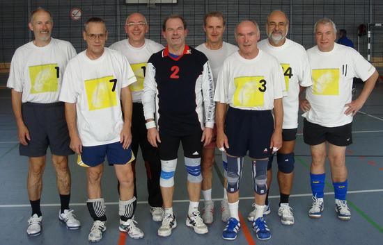 Hessenmeister (von links): Dieter Bayer, Axel Dengler, Heinz Schomberg, Walter Klein, Ulrich Klinsing, Hans-Jürgen Mayer, Heimo Jordan, Dieter Hog