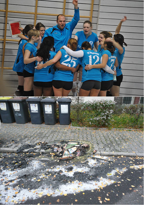 oben: Einstimmen auf das Derby: Frauen II wollen Erste